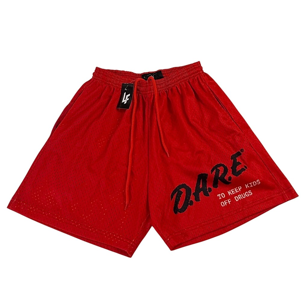 Lost Files D.A.R.E. Mesh Basketball Shorts Red Graphic Athletic Men's Small